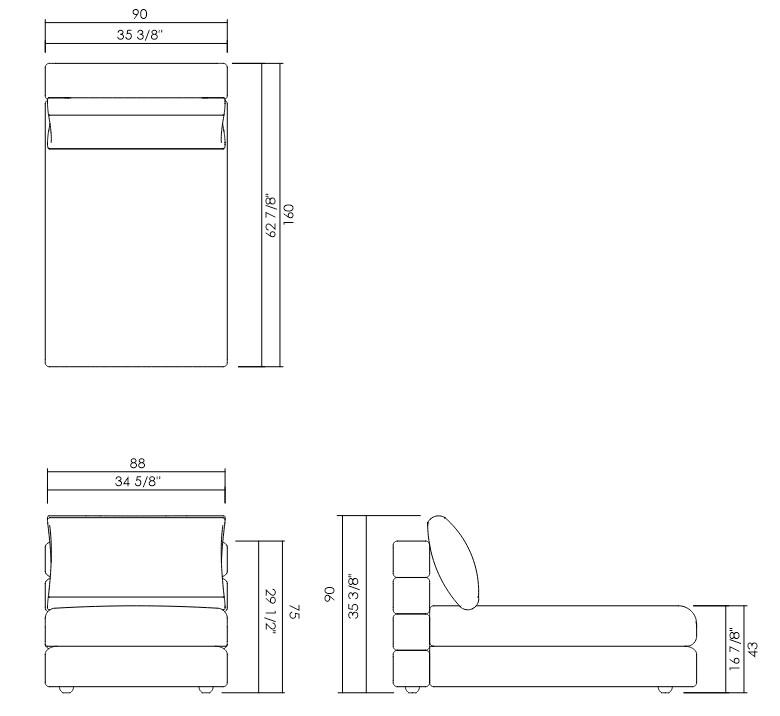 CHAISE SIN BRAZOS 90 CM ABITO