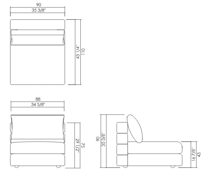 MODULO SIN BRAZOS 90 CM ABITO