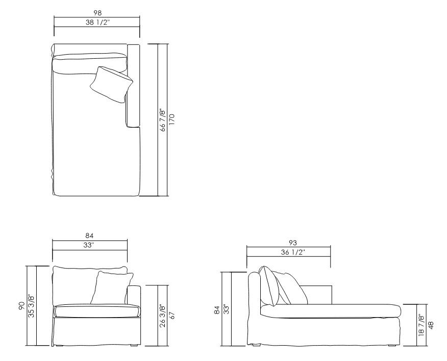 CHAISE DIR/IZQ 98 CM PARKA