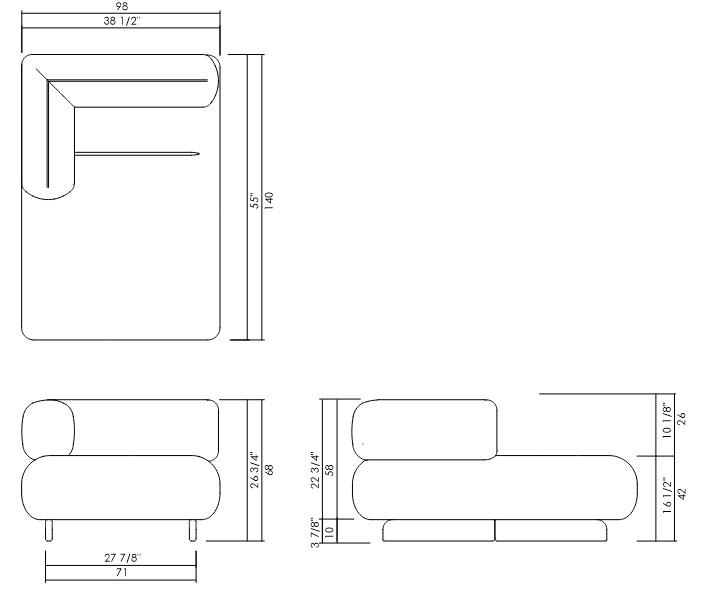 CHAISE DIR/IZQ ORFEO