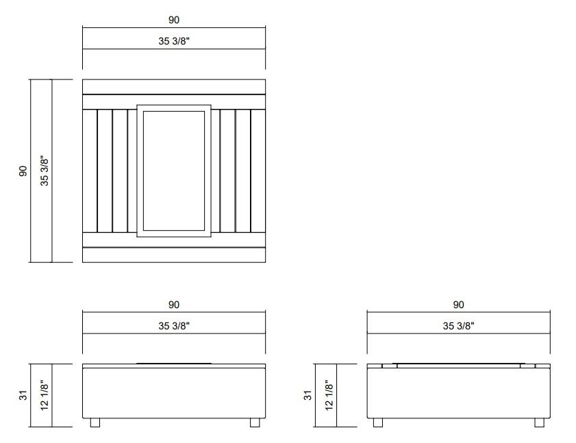 MESA CENTRO CUBA 90 X 90 CM PIER 14