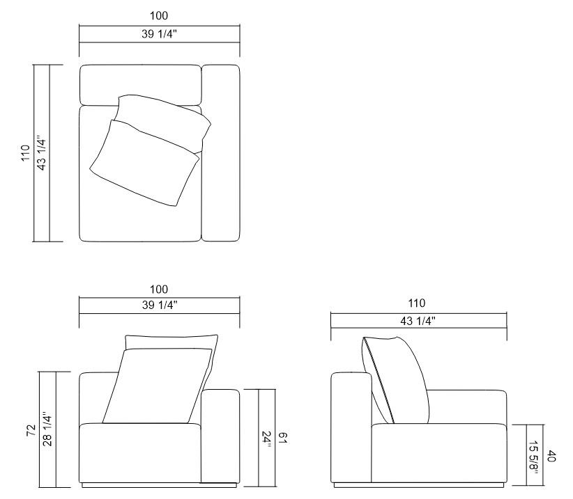 MODULO DIR ESQ 100 CM CHANGE UP