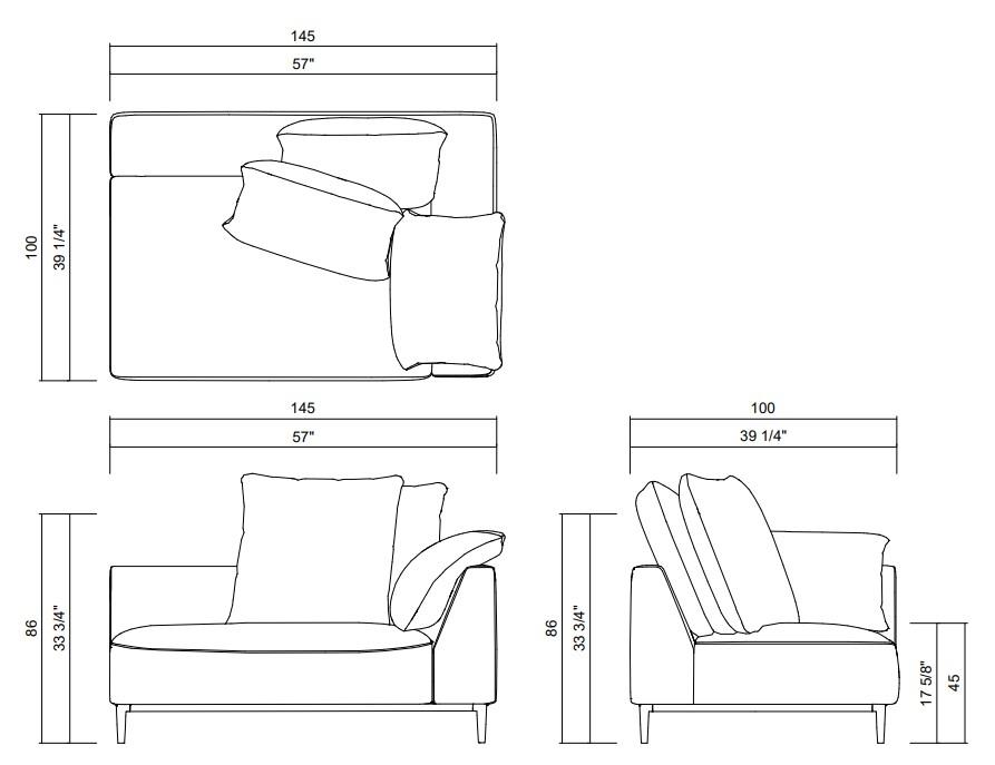 MODULO DER IZQ 1 ASSIENTO 145 X 100 CM BENVENUTO
